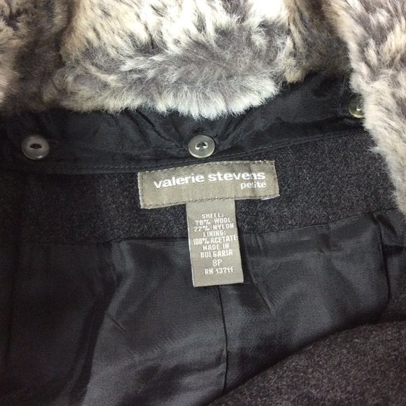 VTG Wool Blend Jacket Coat Faux Fur Collar Gray Retro Career Academia 8P - Picture 3 of 7